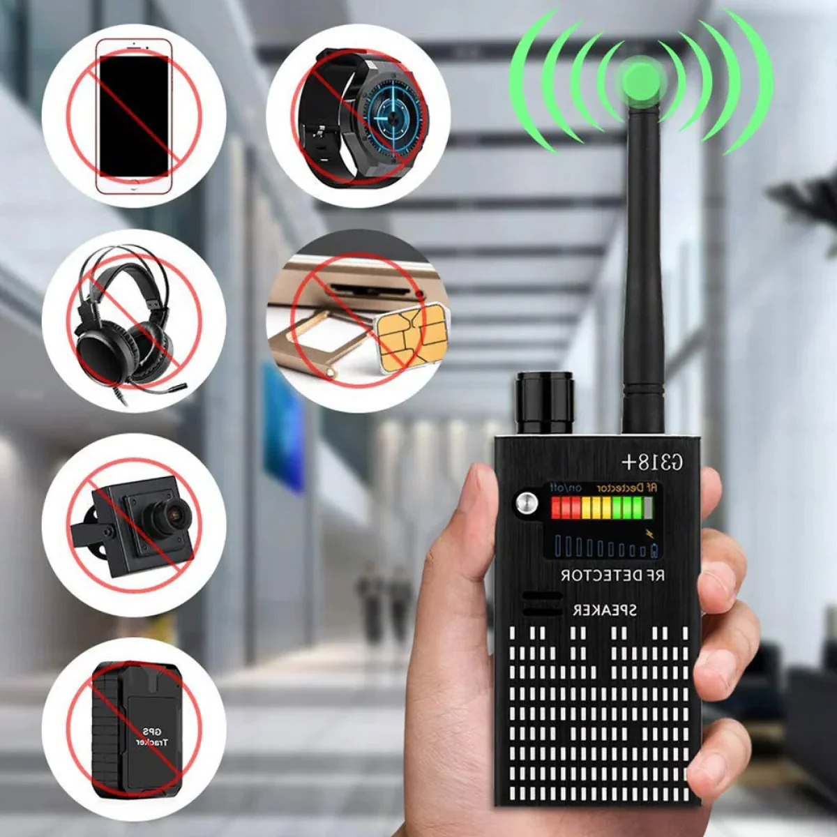 Spy Detector Device | RF Bug Detector, Hidden Camera & GPS Tracker Finder with Laser Lens - Anti-Spy Signal Protection - Image 3