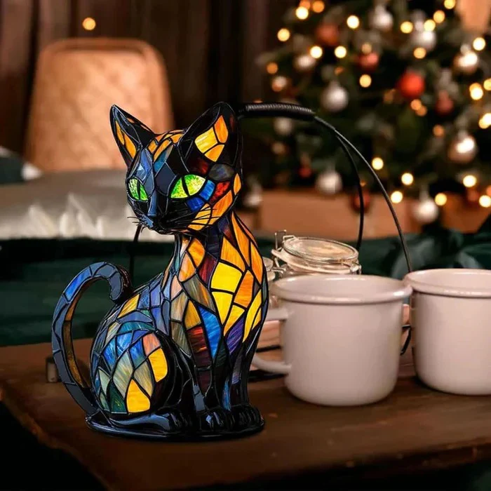 Stained Glass Cat Table Lamp - Image 2