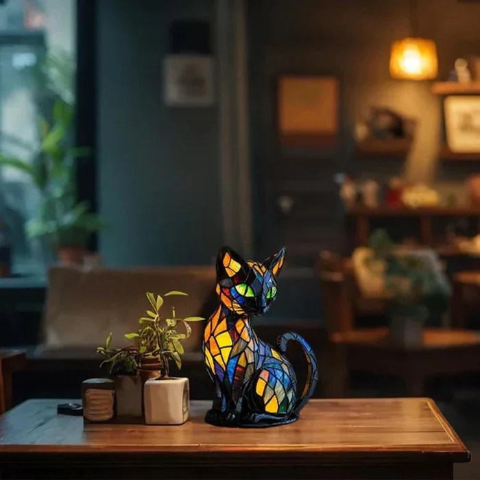 Stained Glass Cat Table Lamp - Image 4