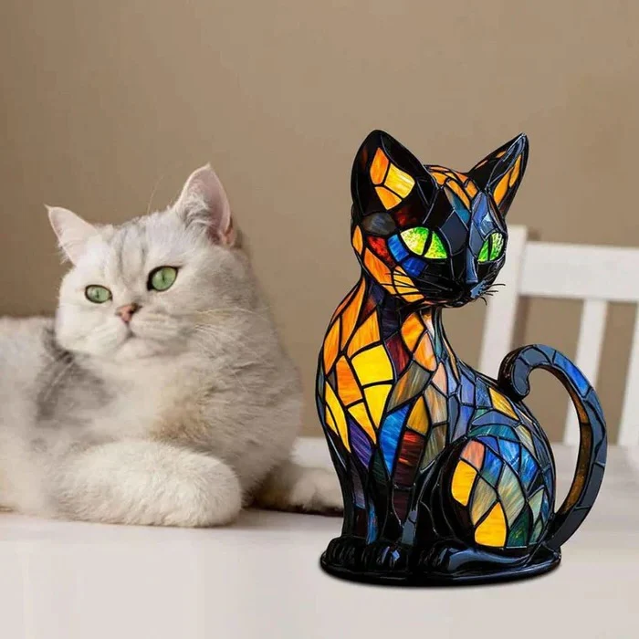 Stained Glass Cat Table Lamp - Image 6