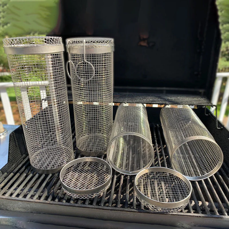 Stainless Steel Rolling BBQ Grill Basket - Image 3