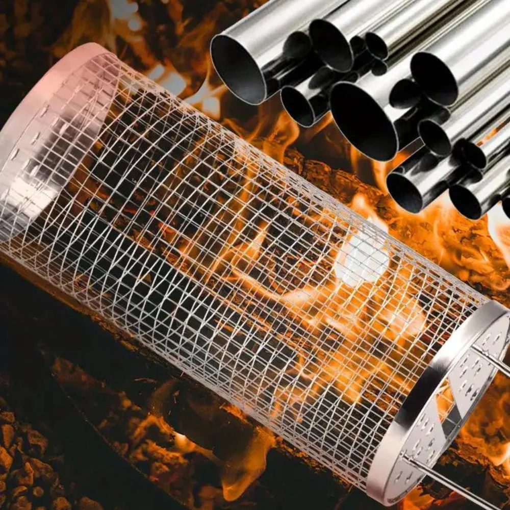 Stainless Steel Round Barbecue BBQ Grilling Basket - Image 5