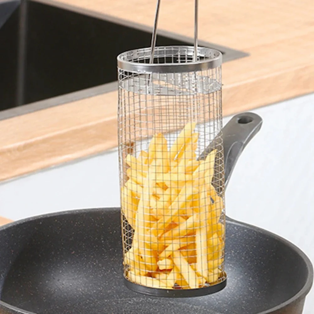Stainless Steel Round Barbecue BBQ Grilling Basket - Image 6