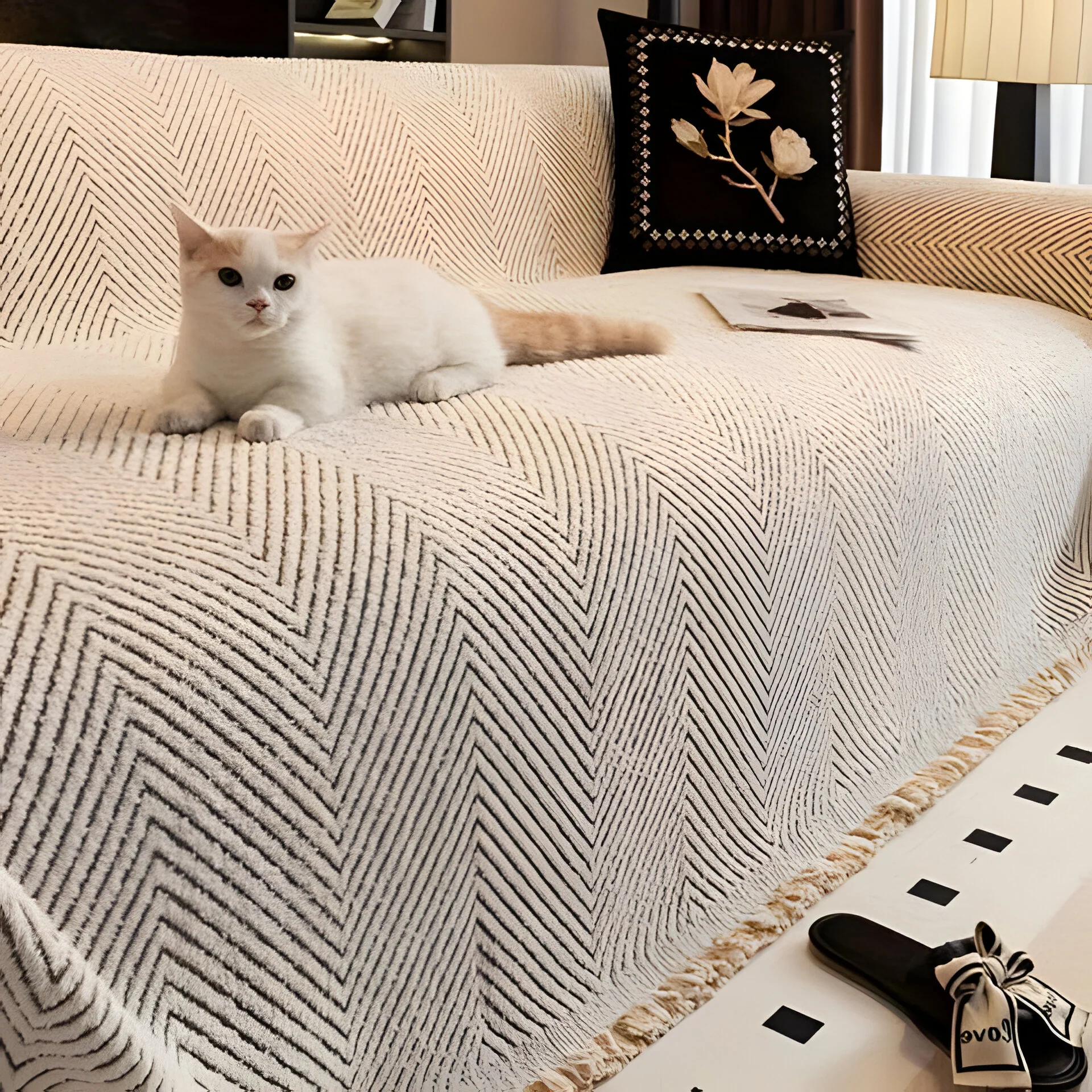 Stripe Herringbone Couch Cover - Image 2