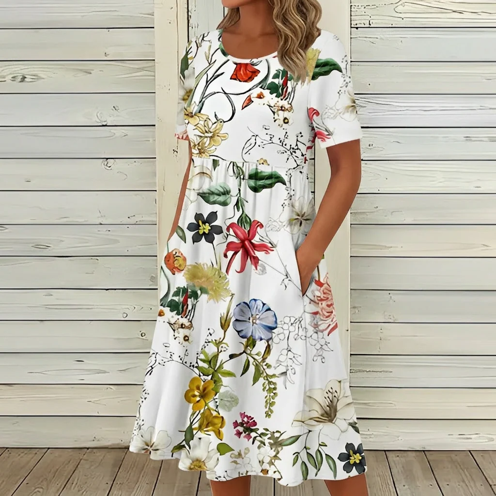 Stylish white dress with floral pattern - Image 2