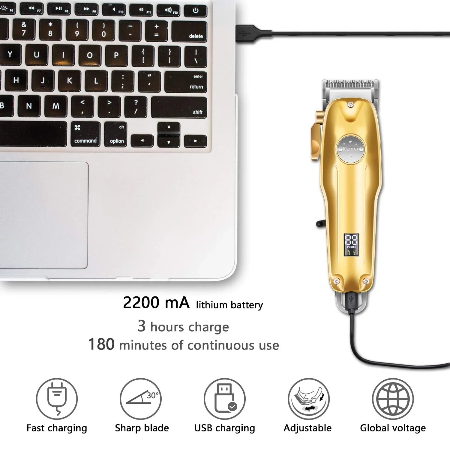 Professional Hair Clippers for men gold Set | Gold Hair Clippers Cordless - Image 5