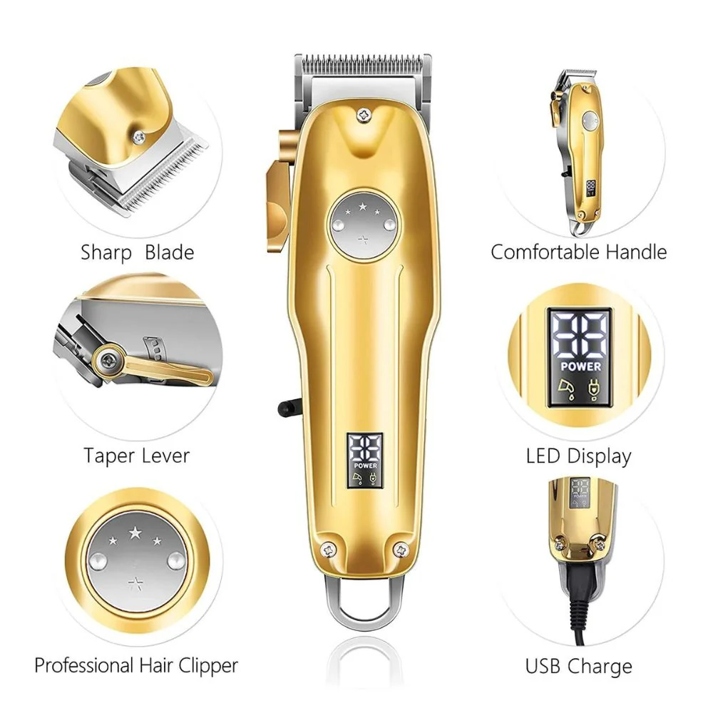 Professional Hair Clippers for men gold Set | Gold Hair Clippers Cordless - Image 6