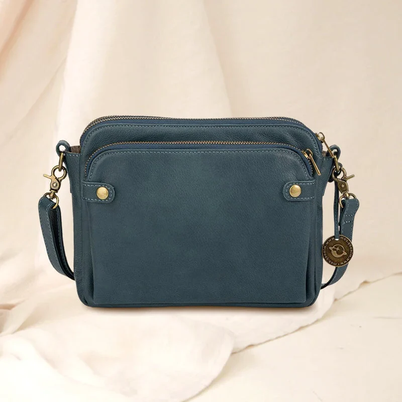Three-Layer Crossbody Leather Shoulder Bag & Clutch - Image 13
