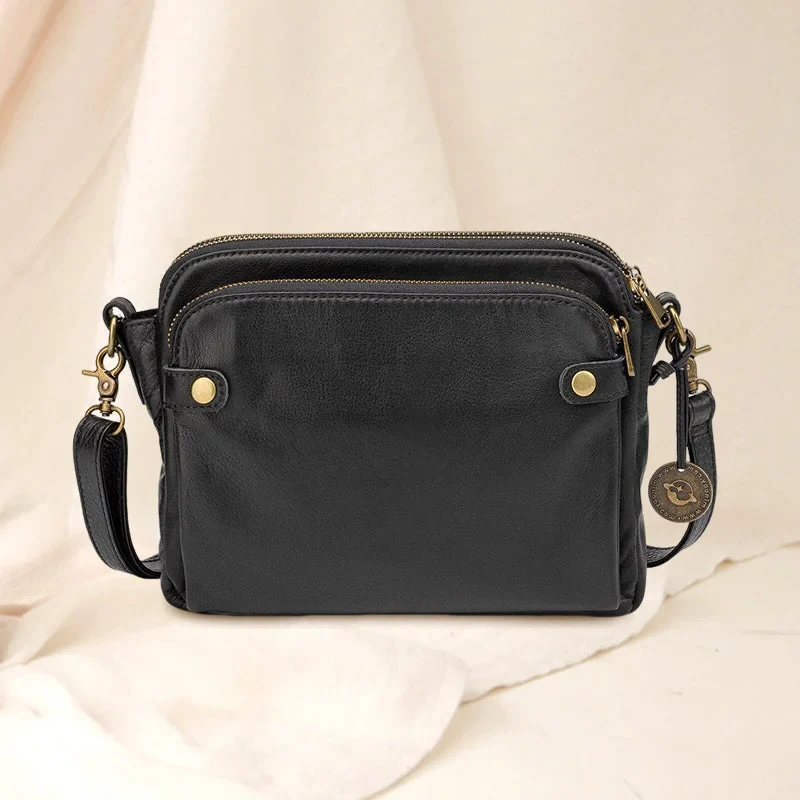 Three-Layer Crossbody Leather Shoulder Bag & Clutch - Image 14