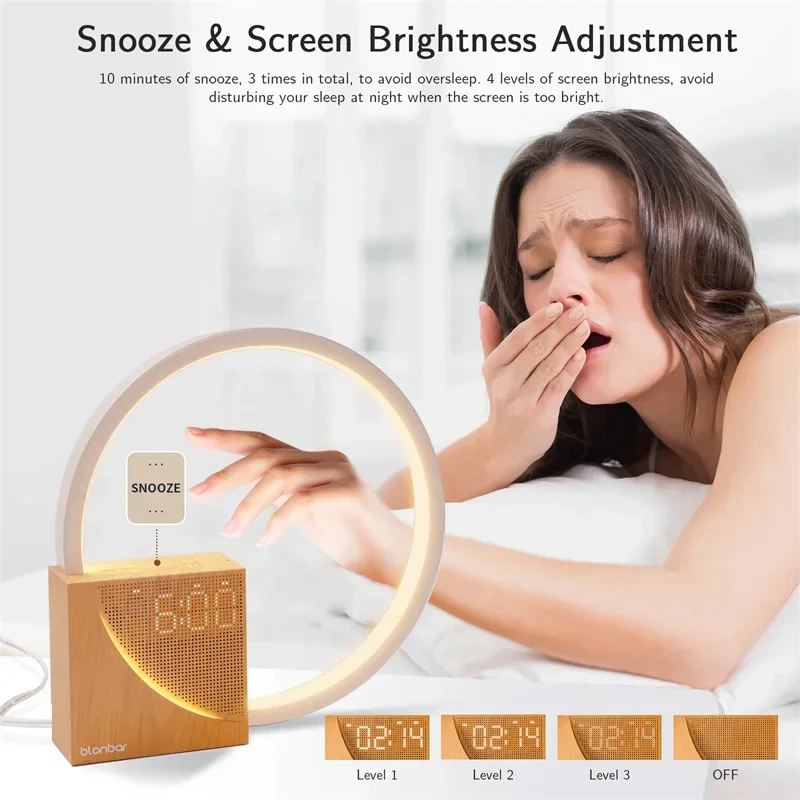 Touch Bedside Table Lamp with Natural Sounds and Alarm Clock - Image 2