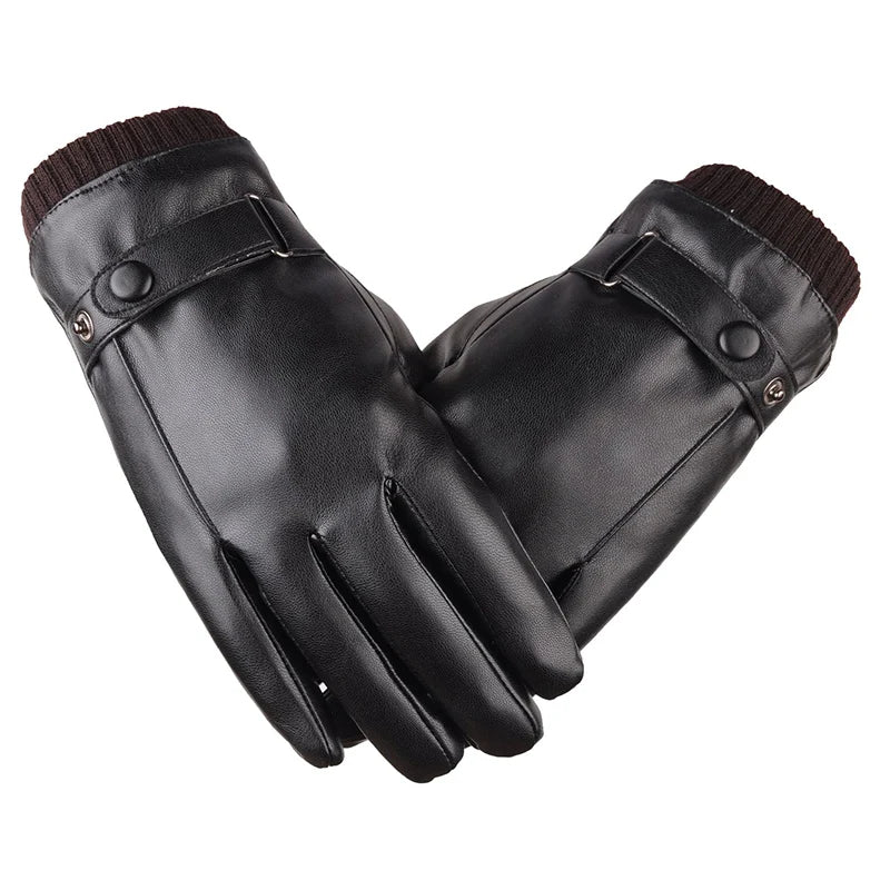 Touch Screen Men's Leather Gloves for Winter - Image 3