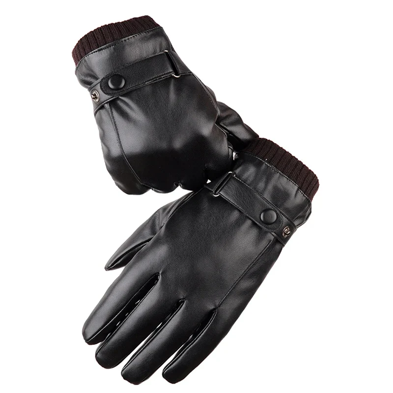 Touch Screen Men's Leather Gloves for Winter - Image 5