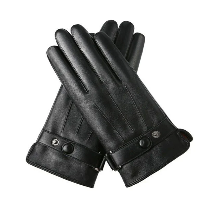 Touch Screen Men's Leather Gloves for Winter - Image 7