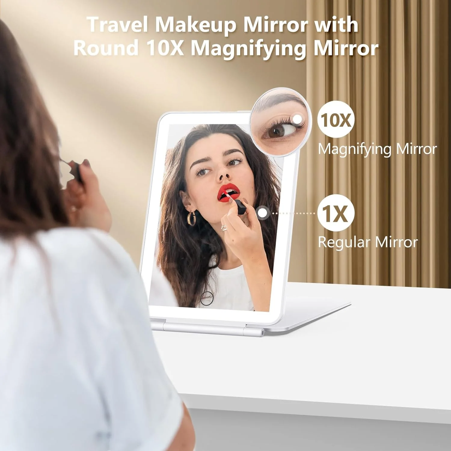 Travel Lighted Makeup Mirror With Magnification - Image 3