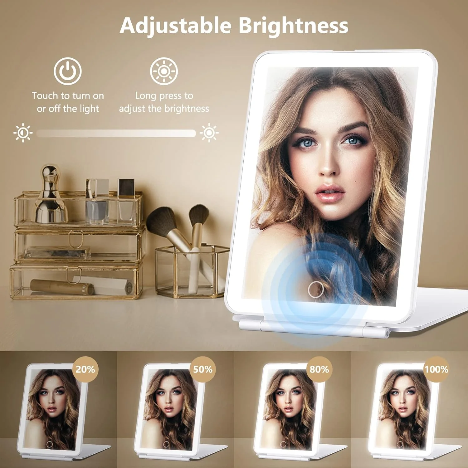 Travel Lighted Makeup Mirror With Magnification - Image 4