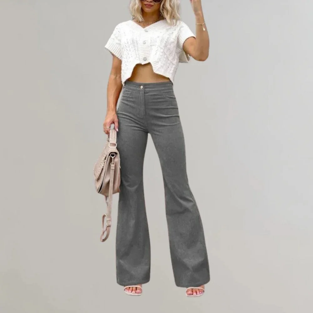 Trendy Corduroy Flared Trousers - Image 10