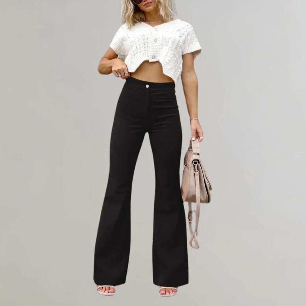 Trendy Corduroy Flared Trousers - Image 11