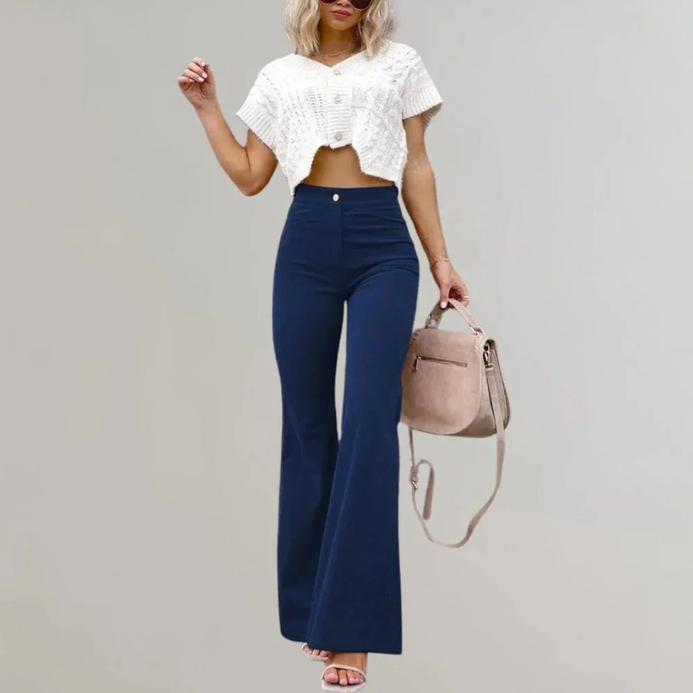 Trendy Corduroy Flared Trousers - Image 4
