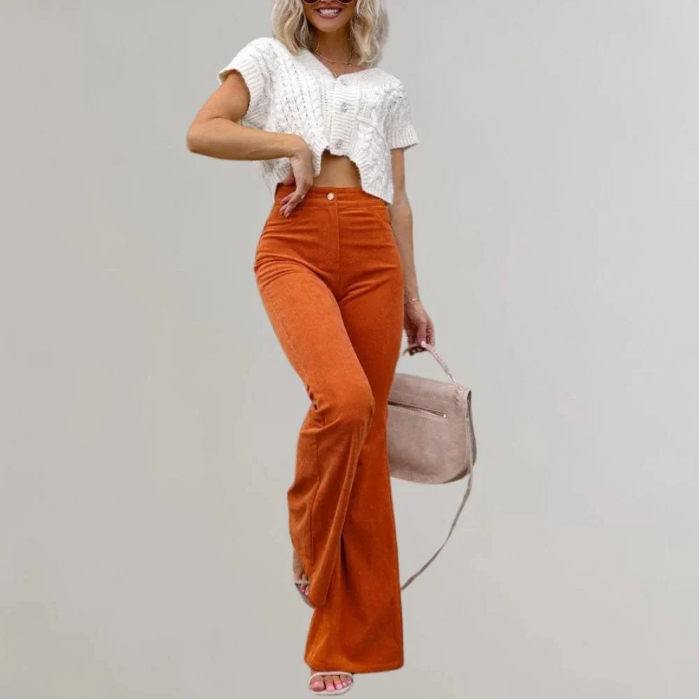 Trendy Corduroy Flared Trousers - Image 6