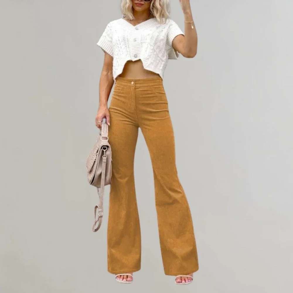Trendy Corduroy Flared Trousers - Image 8