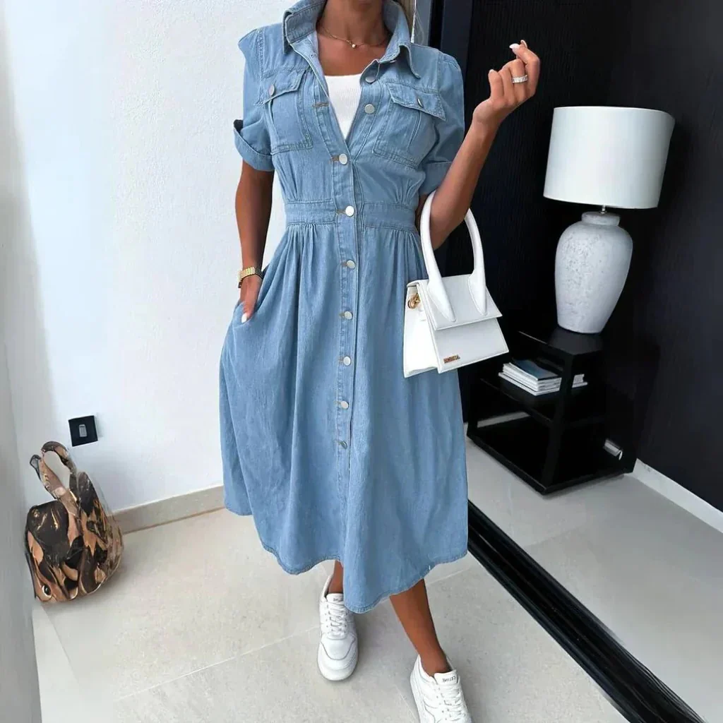 Trendy Denim Dress - Image 4