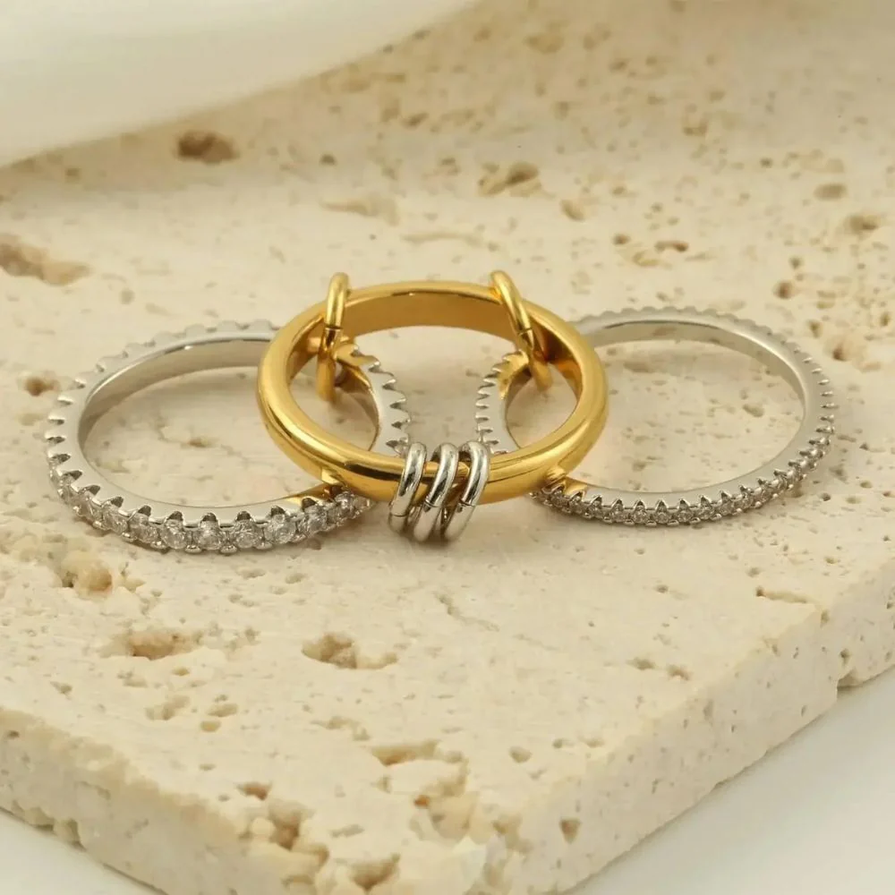 Trendy Gold Stackable Rings - Image 5