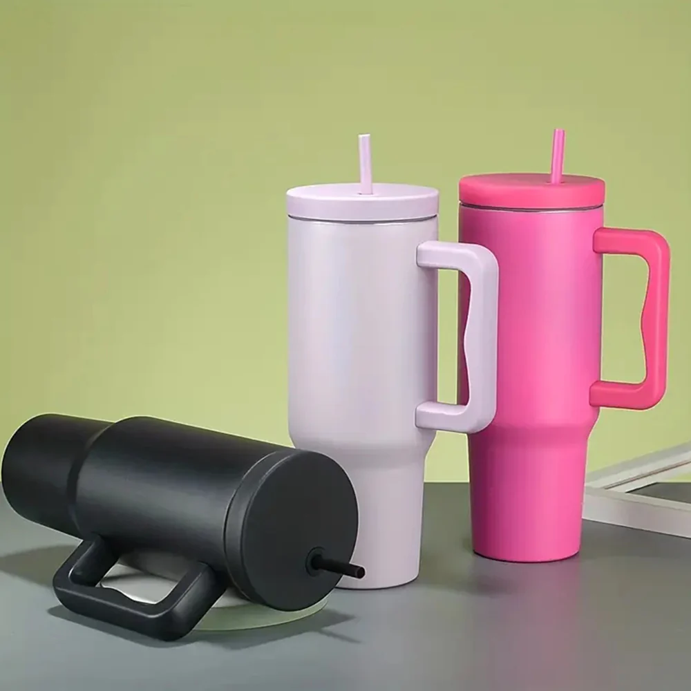 Trendy Stainless Steel Insulated Water Bottle with Straw and Handle - Image 3