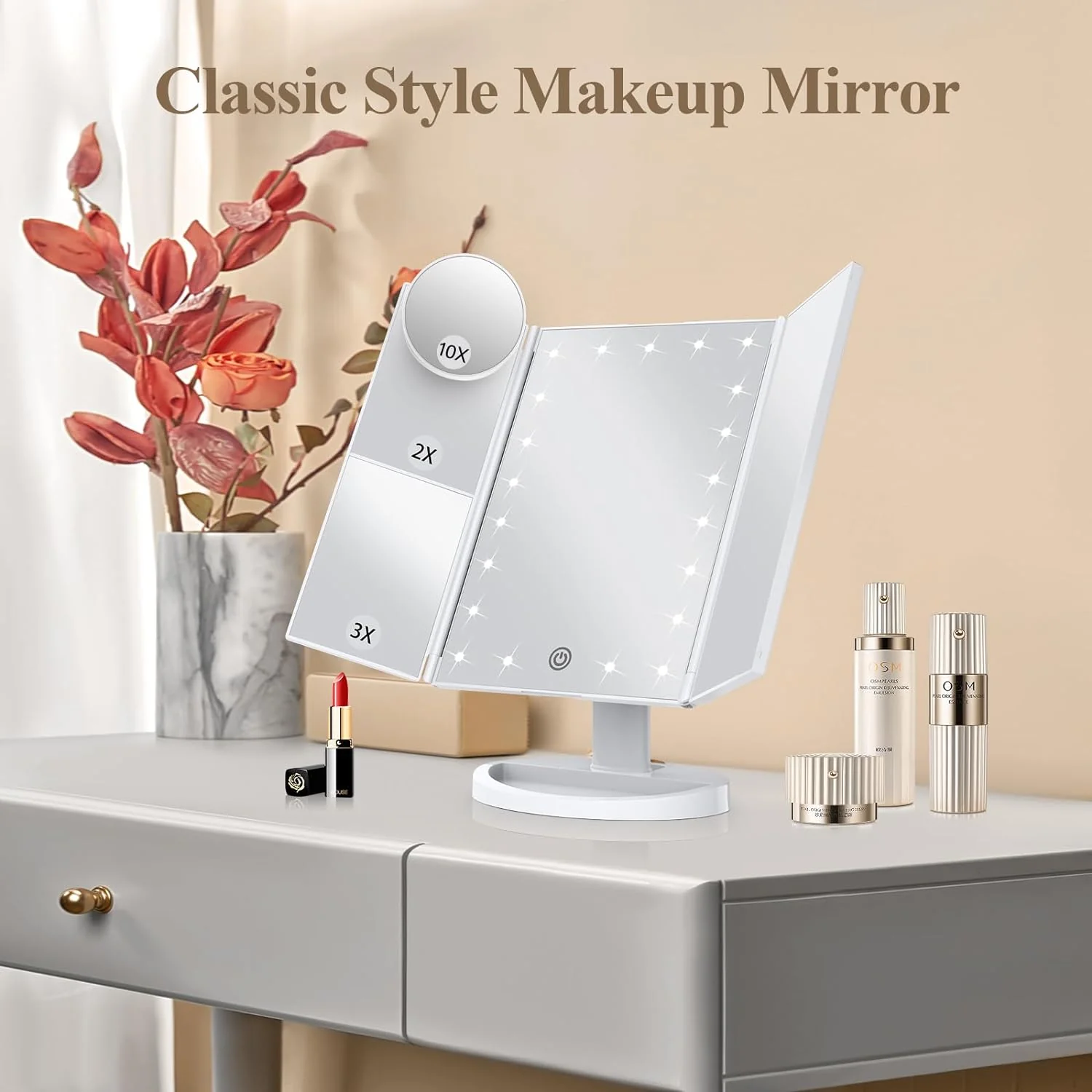 Tri-Fold Led Makeup Mirror With Light - Image 2
