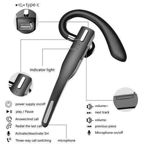 Trucker Dual Mic Wireless Bluetooth 5.1 Noise Cancelling Headset/Earpiece - Image 4