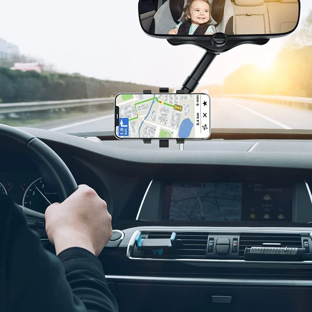 Universal Car Rearview Mirror Hands Free Phone Holder - Image 5