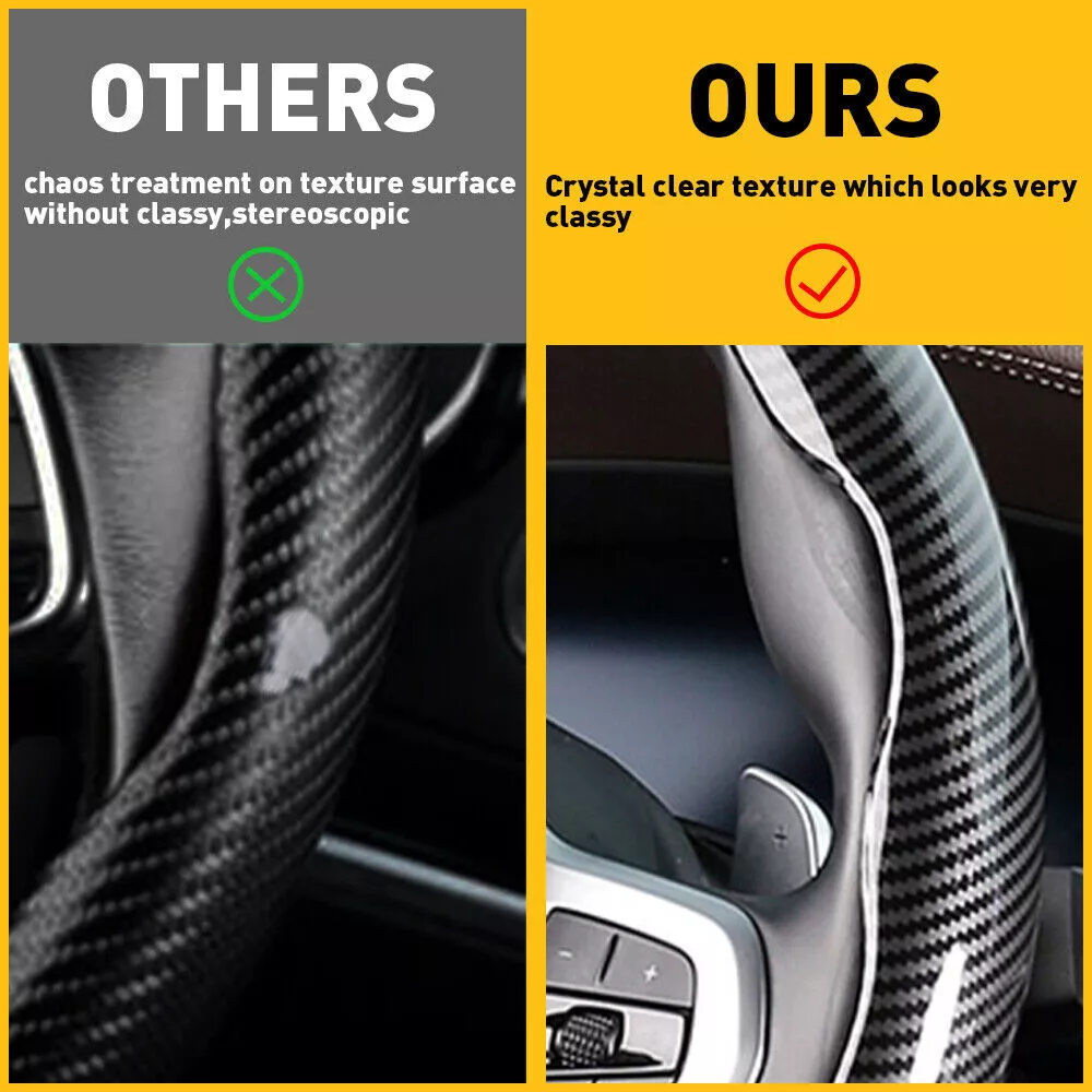 Universal Carbon Fiber Snap-on Steering Wheel Cover - Image 5