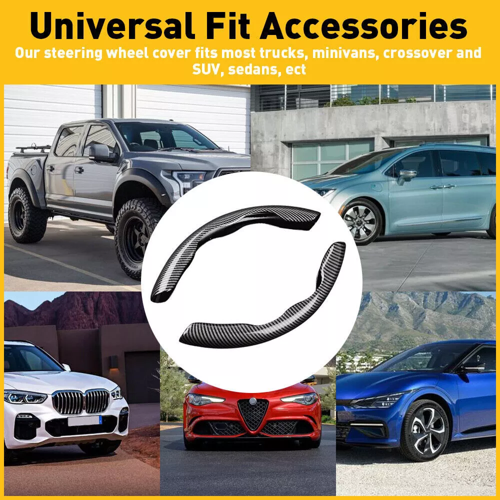 Universal Carbon Fiber Snap-on Steering Wheel Cover - Image 6