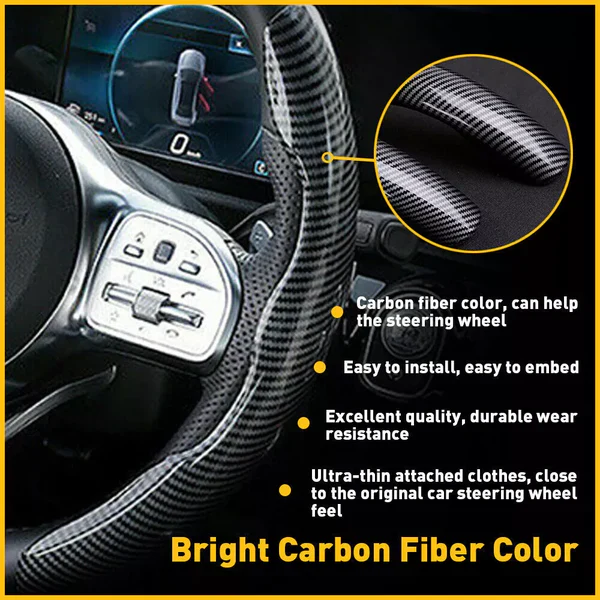 Universal Carbon Fiber Snap-on Steering Wheel Cover - Image 7