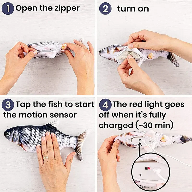 USB Charging Interactive Cat Toy Fish - Image 2