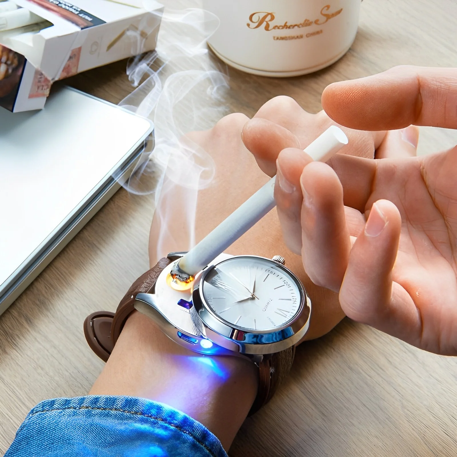 USB Rechargeable Cigarette Lighter Watch - Image 7