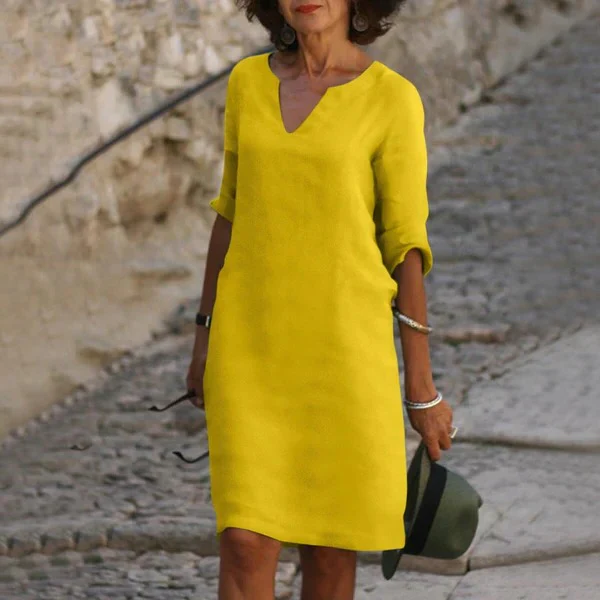 V-Neck Three-Quarter Sleeve Dress - Image 11