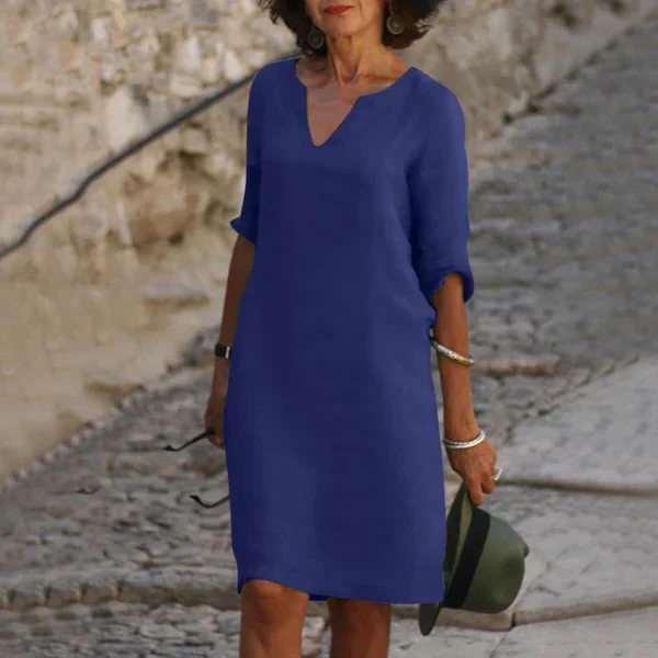 V-Neck Three-Quarter Sleeve Dress - Image 12