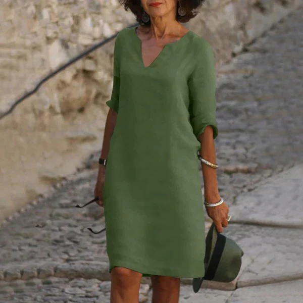 V-Neck Three-Quarter Sleeve Dress - Image 4