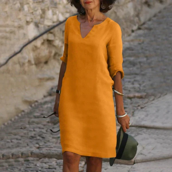 V-Neck Three-Quarter Sleeve Dress - Image 6