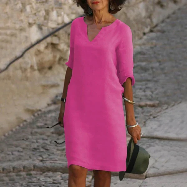 V-Neck Three-Quarter Sleeve Dress - Image 8