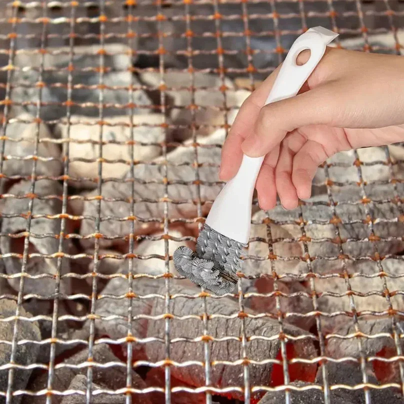 V-Shaped Barbecue Grill Brush with Scraper - Image 2