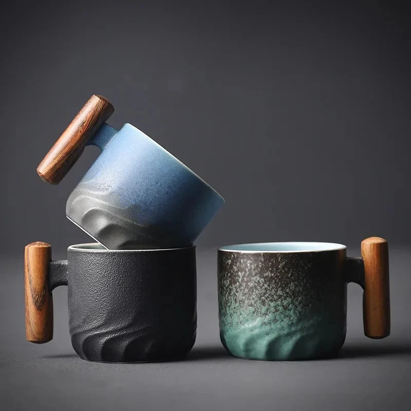 Vintage Espresso Cups With Wooden Handle - Image 2