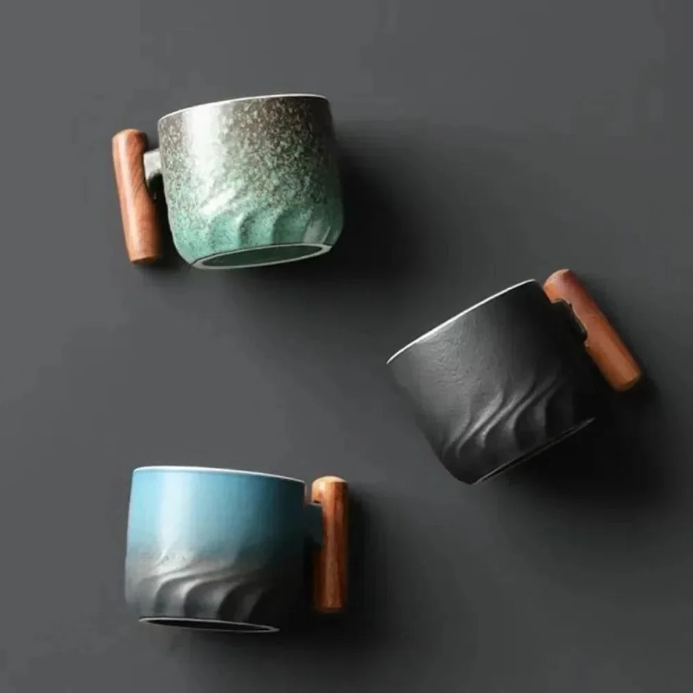 Vintage Espresso Cups With Wooden Handle - Image 3
