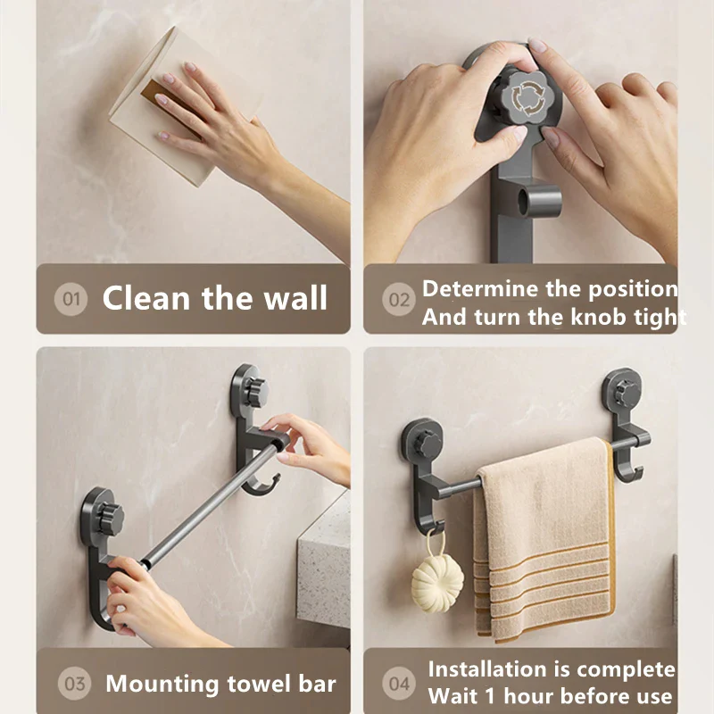 Wall-Mounted Towel Rack with Suction Cup - Image 3