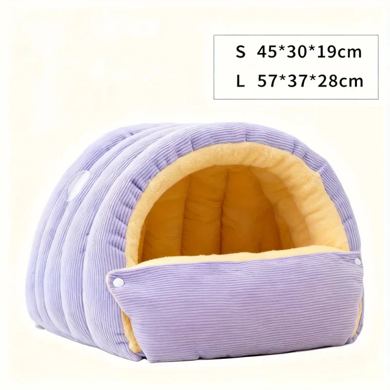 Warm Arctic Fleece Enclosed Cat Cave Bed - Image 4