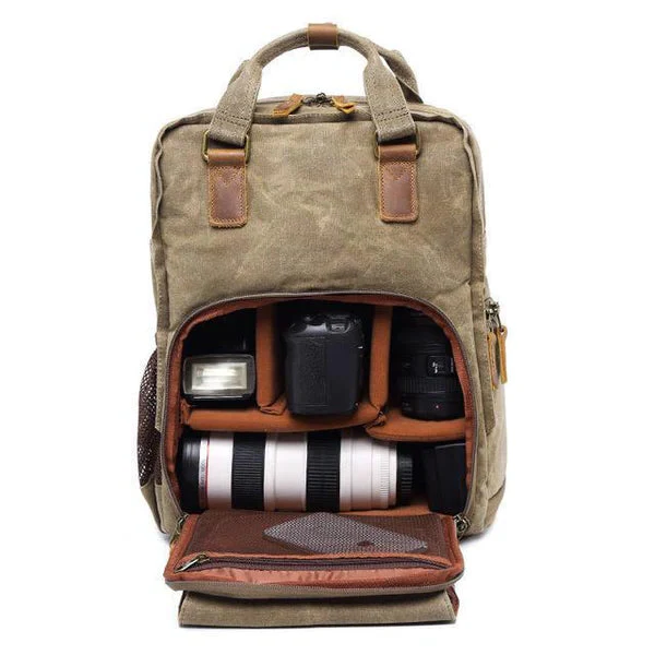 Waterproof Waxed Canvas Camera Backpack - Image 4