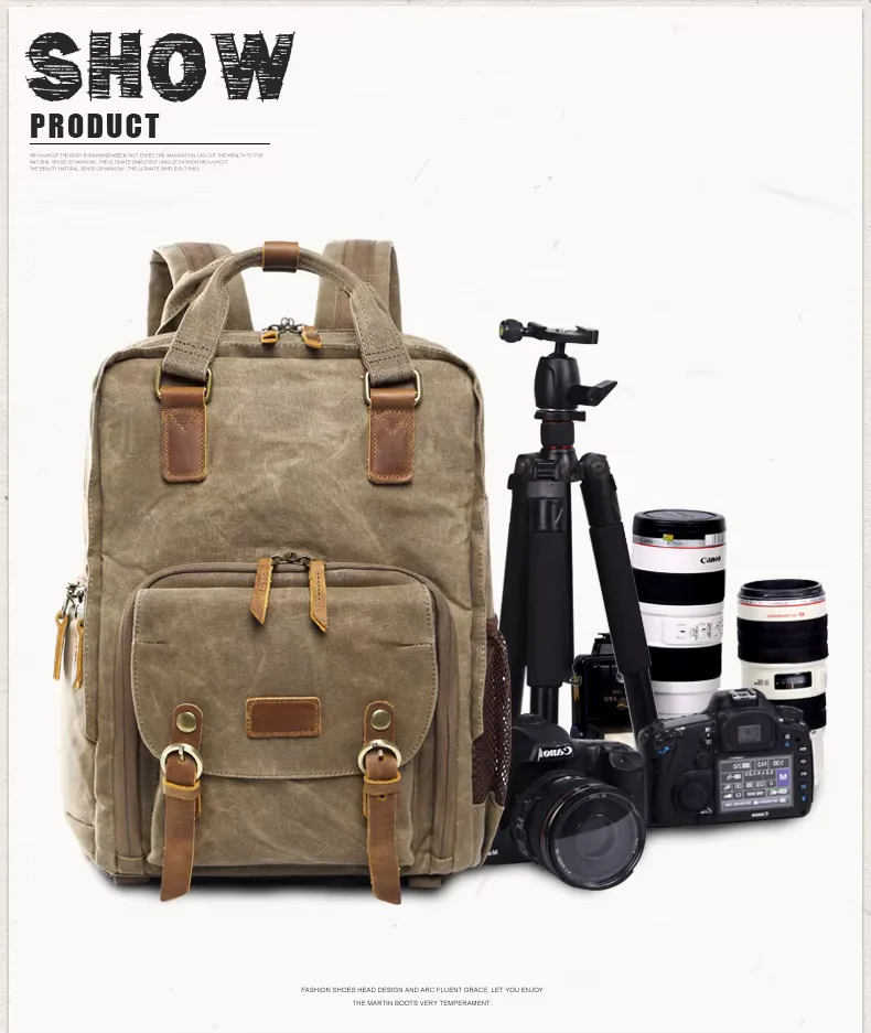 Waterproof Waxed Canvas Camera Backpack - Image 6