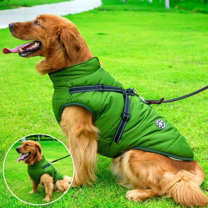 Waterproof Winter Dog Jacket - Sherpa-Fleece Lined - Built-in Harness - Image 2