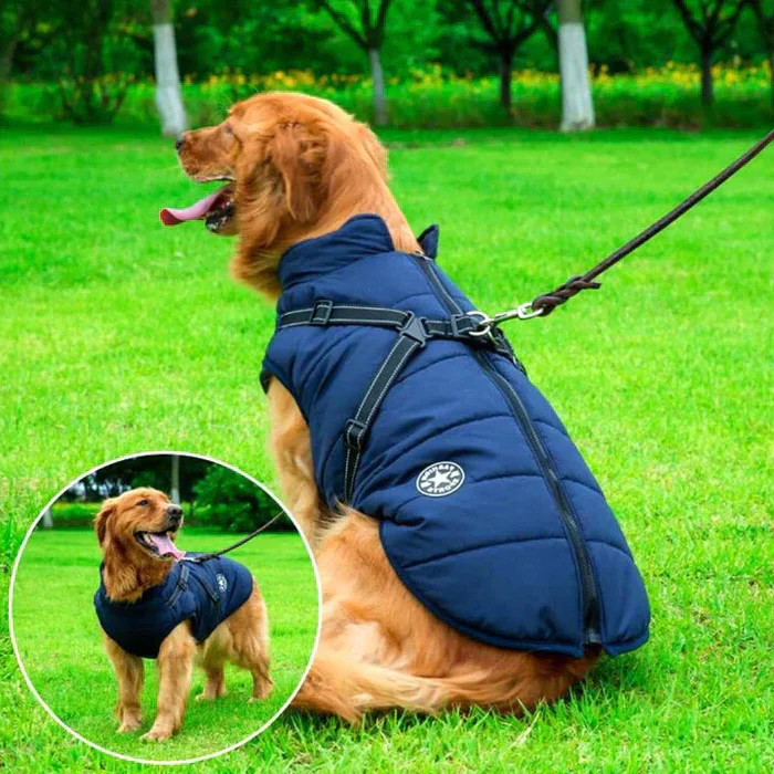 Waterproof Winter Dog Jacket - Sherpa-Fleece Lined - Built-in Harness - Image 3