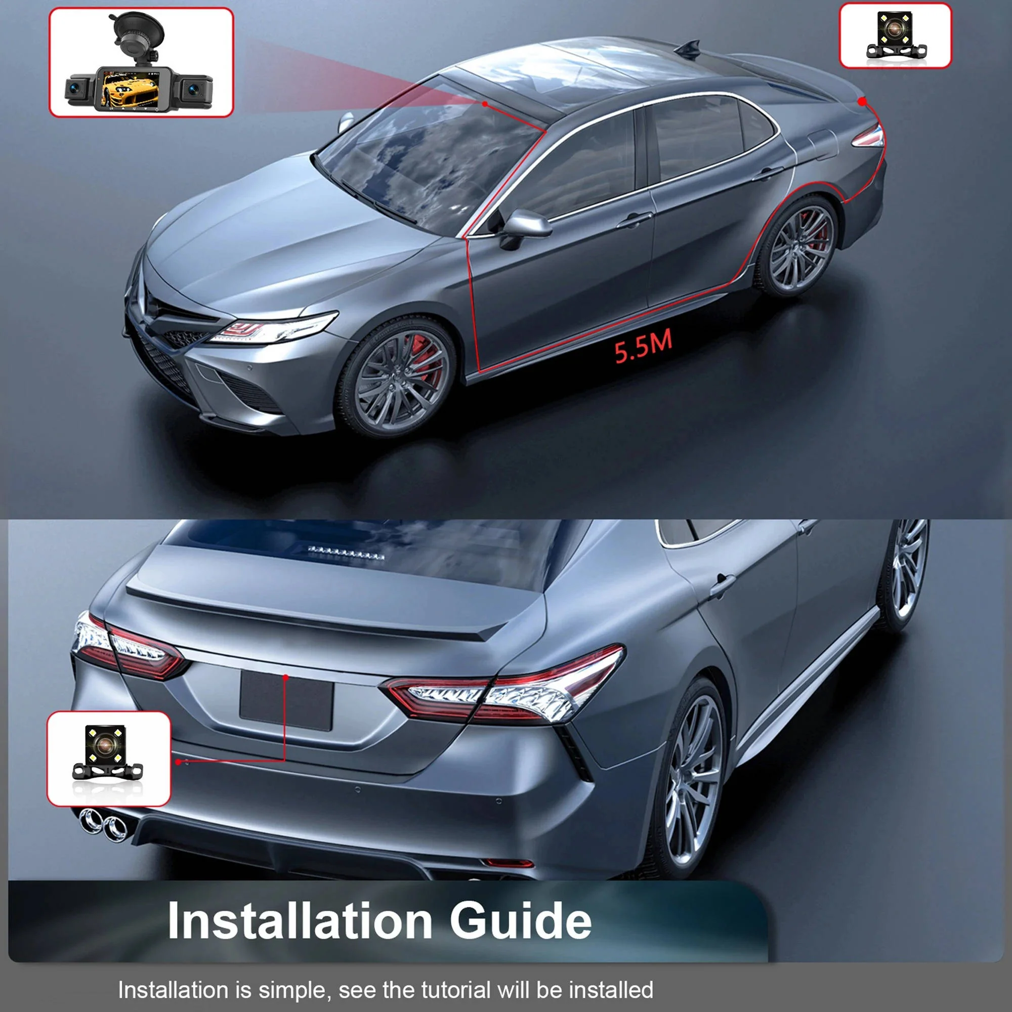 Wireless Car Dash Cam Front And Rear With Night Vision - Image 10